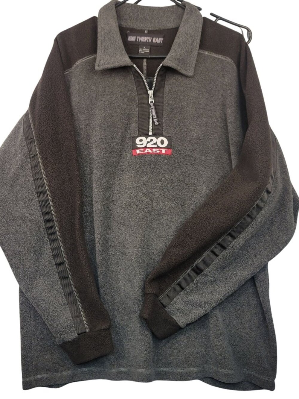 Nine Twenty East Mens Fleece Pullover Sweater XL Gray Black Whimsygoth Grunge
